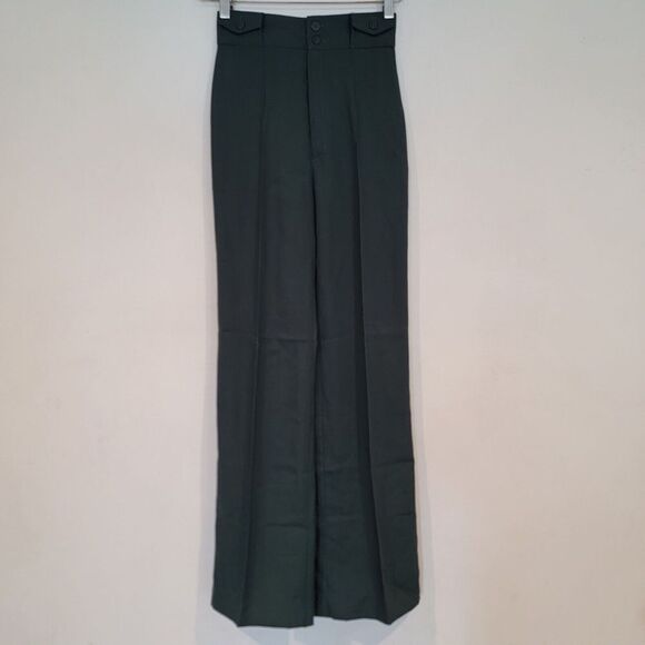 Vintage HAPPY LEGS Green HIGH WAISTED PLEATED TROUSERS Womens Size 5 Made In USA - Picture 2 of 11